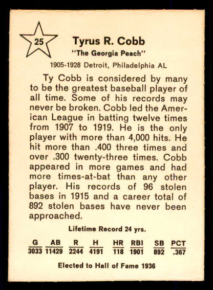 1961 Golden Press #025 Ty Cobb Tigers EX-MT/NR-MT 559125