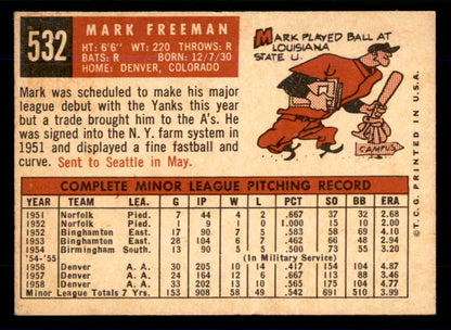 1959 Topps Baseball #532 Mark Freeman A's EX-MT 559129