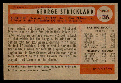 1954 Bowman Baseball #036 George Strickland Indians EX-MT 559148