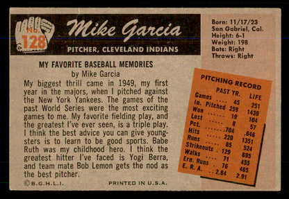 1955 Bowman Baseball #128 Mike Garcia Indians EX+/EX-MT 559154