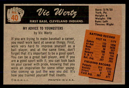 1955 Bowman Baseball #040 Vic Wertz Indians EX-MT 559157