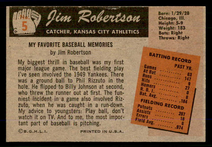 1955 Bowman Baseball #005 Jim Robertson A's NR-MT 559166