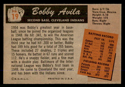 1955 Bowman Baseball #019 Bobby Avila Indians NR-MT 559168