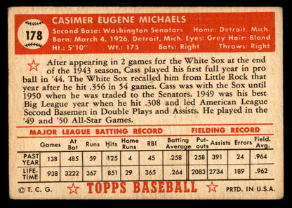 1952 Topps Baseball #178 Cass Michaels Senators VG-EX 559201