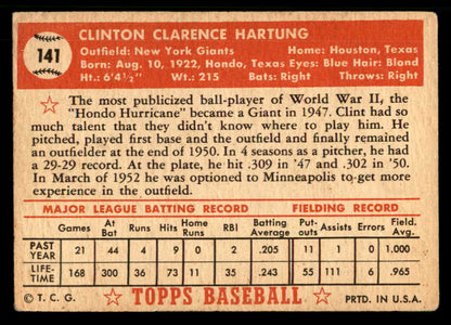 1952 Topps Baseball #141 Clint Hartung Giants VG-EX 559203