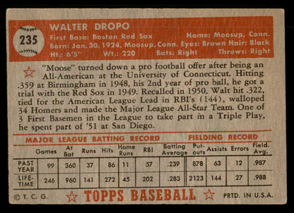 1952 Topps Baseball #235 Walt Dropo Red Sox VG-EX 559215