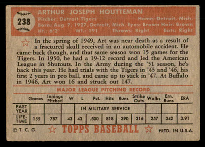 1952 Topps Baseball #238 Art Houtteman Tigers VG-EX 559216