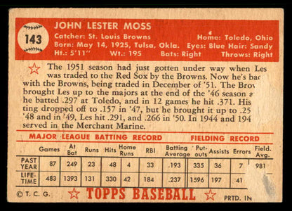 1952 Topps Baseball #143 Les Moss Browns VG 559218