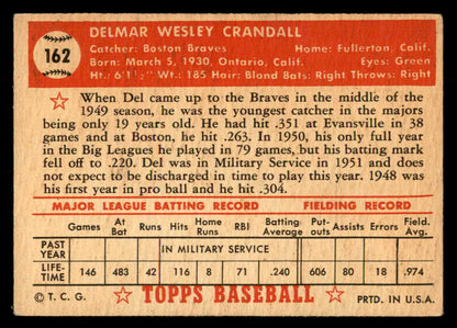 1952 Topps Baseball #162 Del Crandall Braves VG-EX 559253