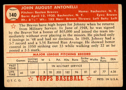 1952 Topps Baseball #140 John Antonelli Braves VG-EX 559254