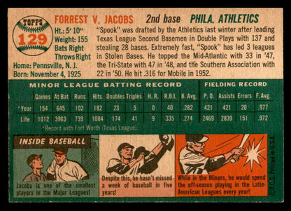 1954 Topps Baseball #129 Spook Jacobs A's NR-MT 559262