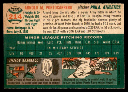1954 Topps Baseball #214 Arnie Portocarrero A's NR-MT 559264