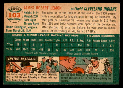 1954 Topps Baseball #103 Jim Lemon Indians EX-MT 559271