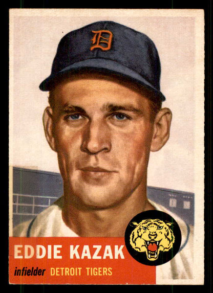 1953 Topps Baseball #194 Eddie Kazak Tigers EX-MT 559306