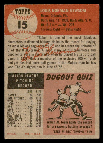 1953 Topps Baseball #015 Bobo Newsom A's EX+/EX-MT 559317