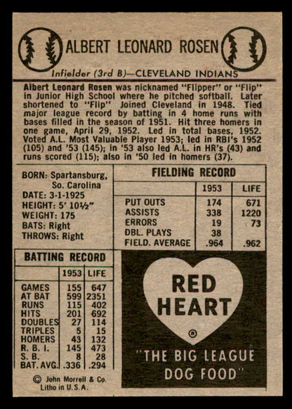 1954 Red Heart Al Rosen Indians EX-MT/NR-MT 559323
