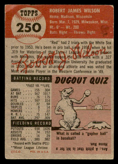 1953 Topps Baseball #250 Bob Wilson White Sox VG 559324