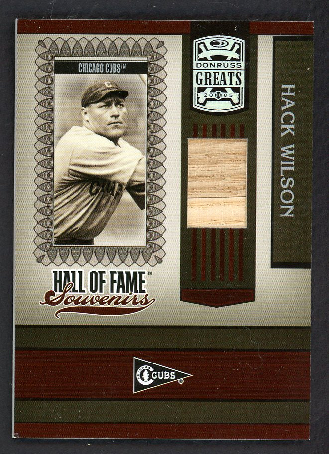 2005 Donruss Greats #HOFS17 Hack Wilson Cubs Bat Relic 559371