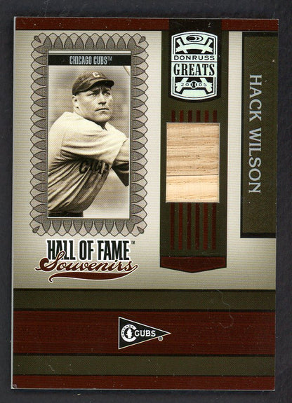 2005 Donruss Greats #HOFS17 Hack Wilson Cubs Bat Relic 559371