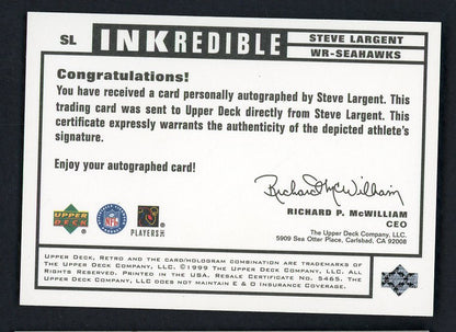 1999 UD Inkredible #SL Steve Largent Seahawks Autograph 559373