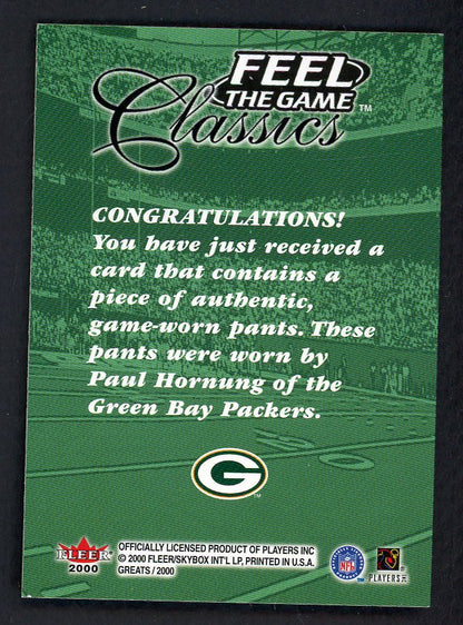 2000 Fleer Classics Feel The Game Paul Hornung Packers Pants Relic 559374