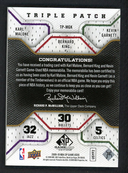 2009 SP Triple Patch #TPMGK Karl Malone Kevin Garnett Bernard King 559377