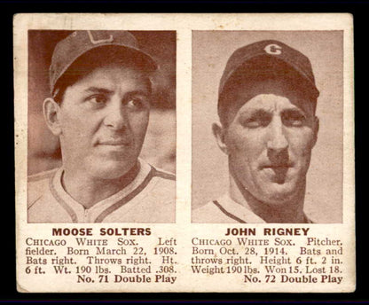 1941 Double Play #071/72 Moose Solters John Rigney VG/VG-EX 559527