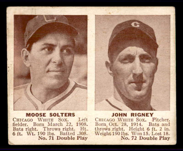 1941 Double Play #071/72 Moose Solters John Rigney VG/VG-EX 559527