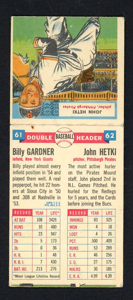 1955 Topps Baseball Double Headers #061/62 Billy Gardner John Hetki EX 559632