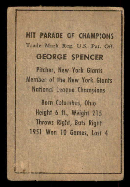 1952 Berk Ross George Spencer Giants VG 559671