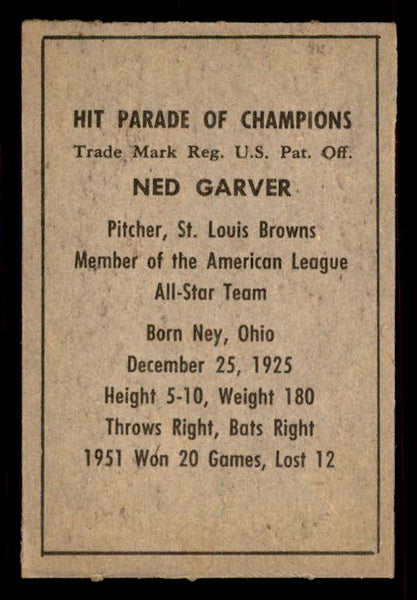 1952 Berk Ross Ned Garver Browns EX-MT 559675