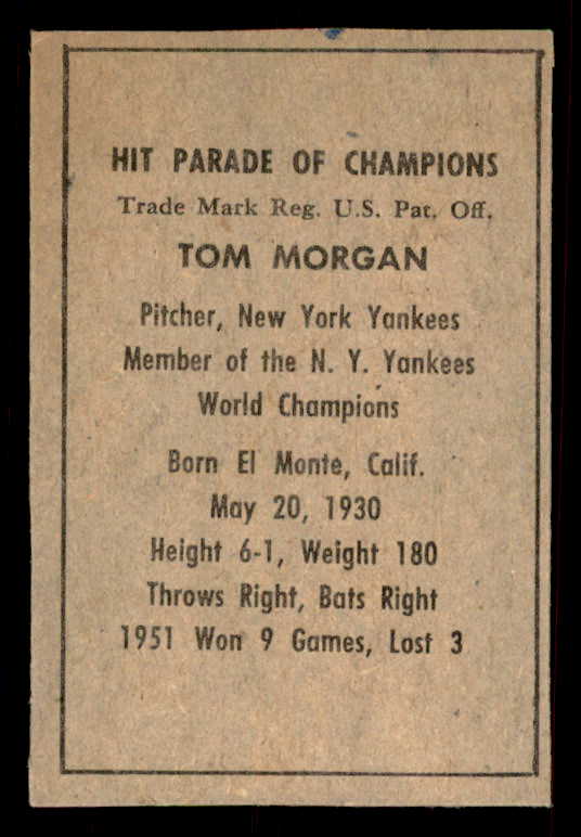 1952 Berk Ross Tom Morgan Yankees EX-MT 559679