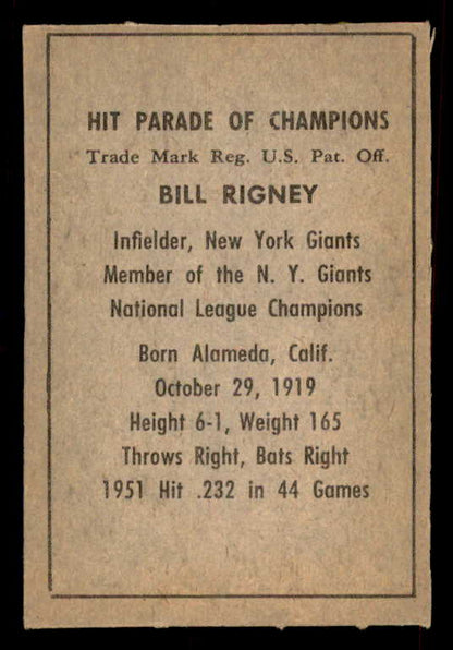1952 Berk Ross Bill Rigney Giants EX-MT 559680