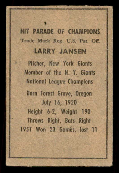 1952 Berk Ross Larry Jansen Giants VG-EX 559683