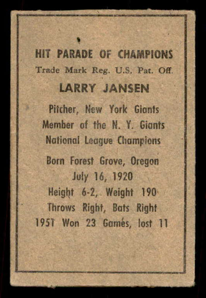 1952 Berk Ross Larry Jansen Giants VG-EX 559683