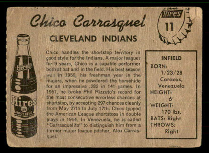 1958 Hires #011 Chico Carrasquel Indians Fair No Tab 559693