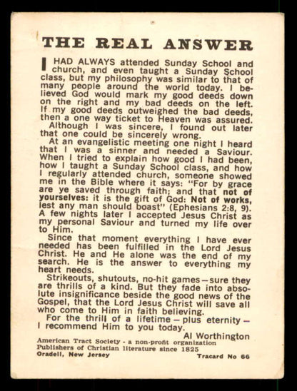1962 American Tract Society #066 Al Worthington Twins VG 559698