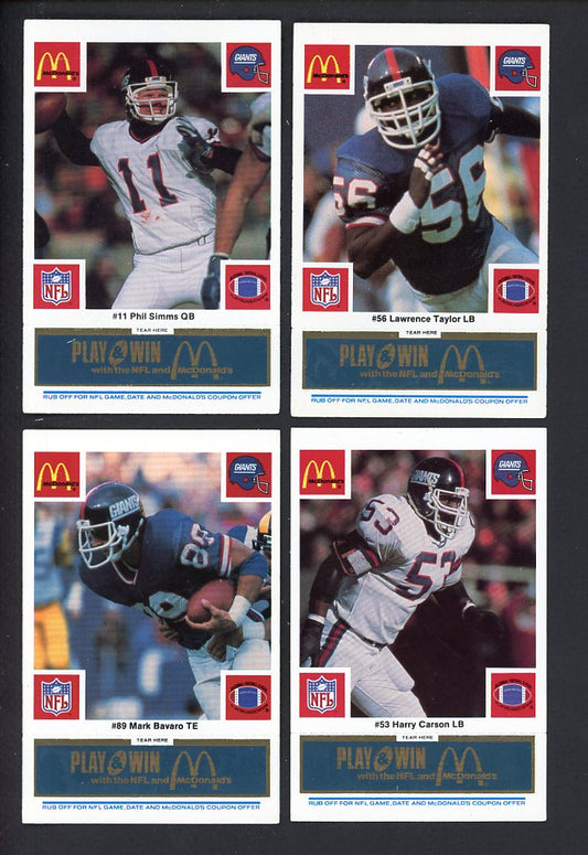 1986 McDonalds New York Giants Complete Set Blue 559780