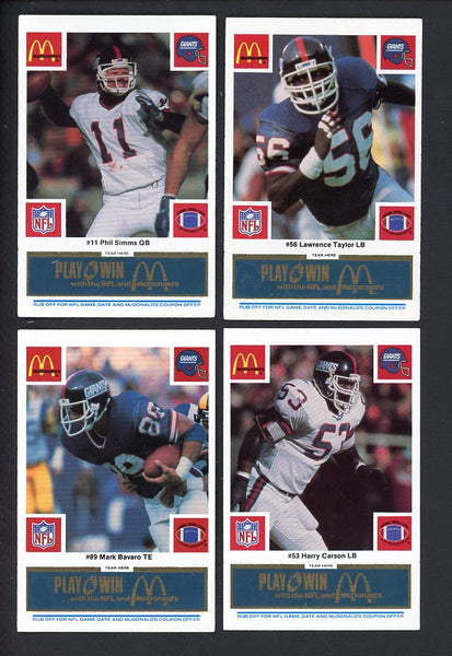 1986 McDonalds New York Giants Complete Set Blue 559780