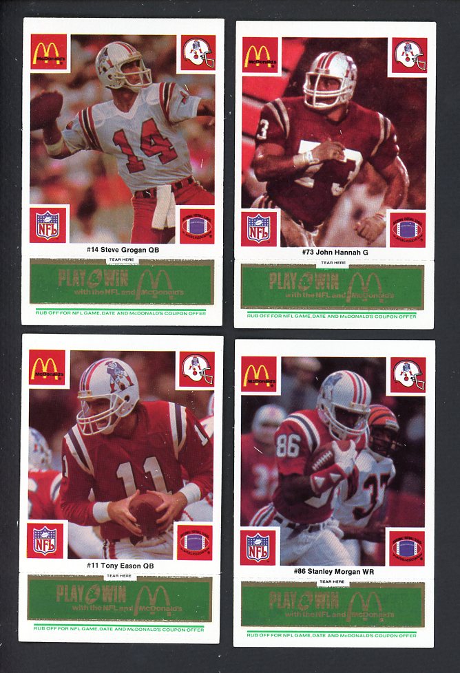 1986 McDonalds New England Patriots Complete Set Green 559789