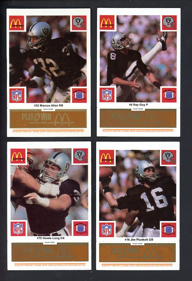 1986 McDonalds Los Angeles Raiders Complete Set Gold 559796