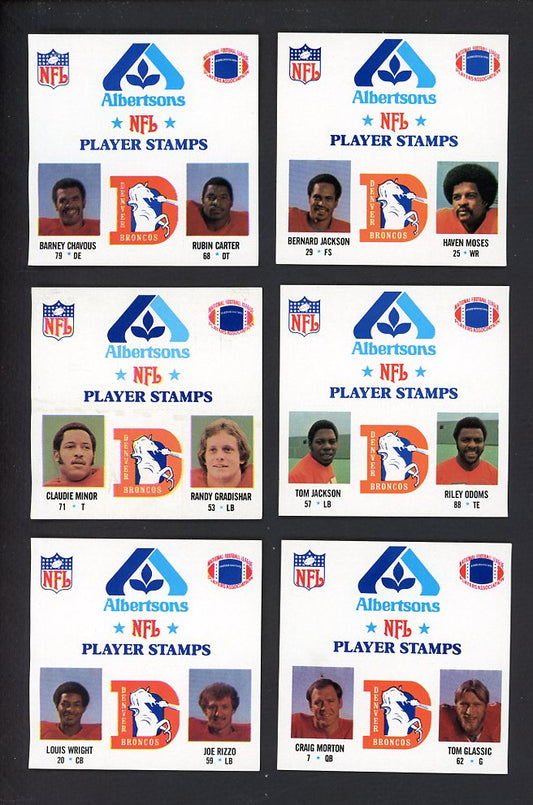 1980 Police Denver Broncos Stamps Complete Set 560010