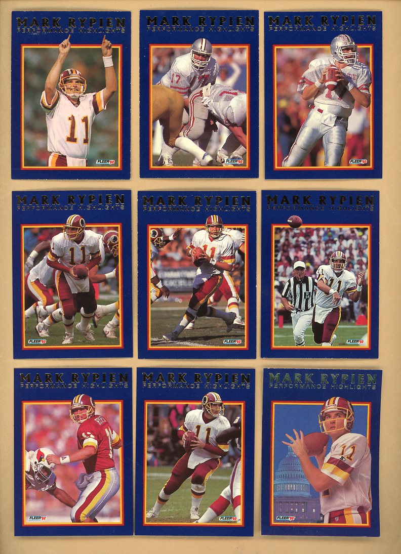 1992 Fleer Football Mark Rypien Complete Set 560152