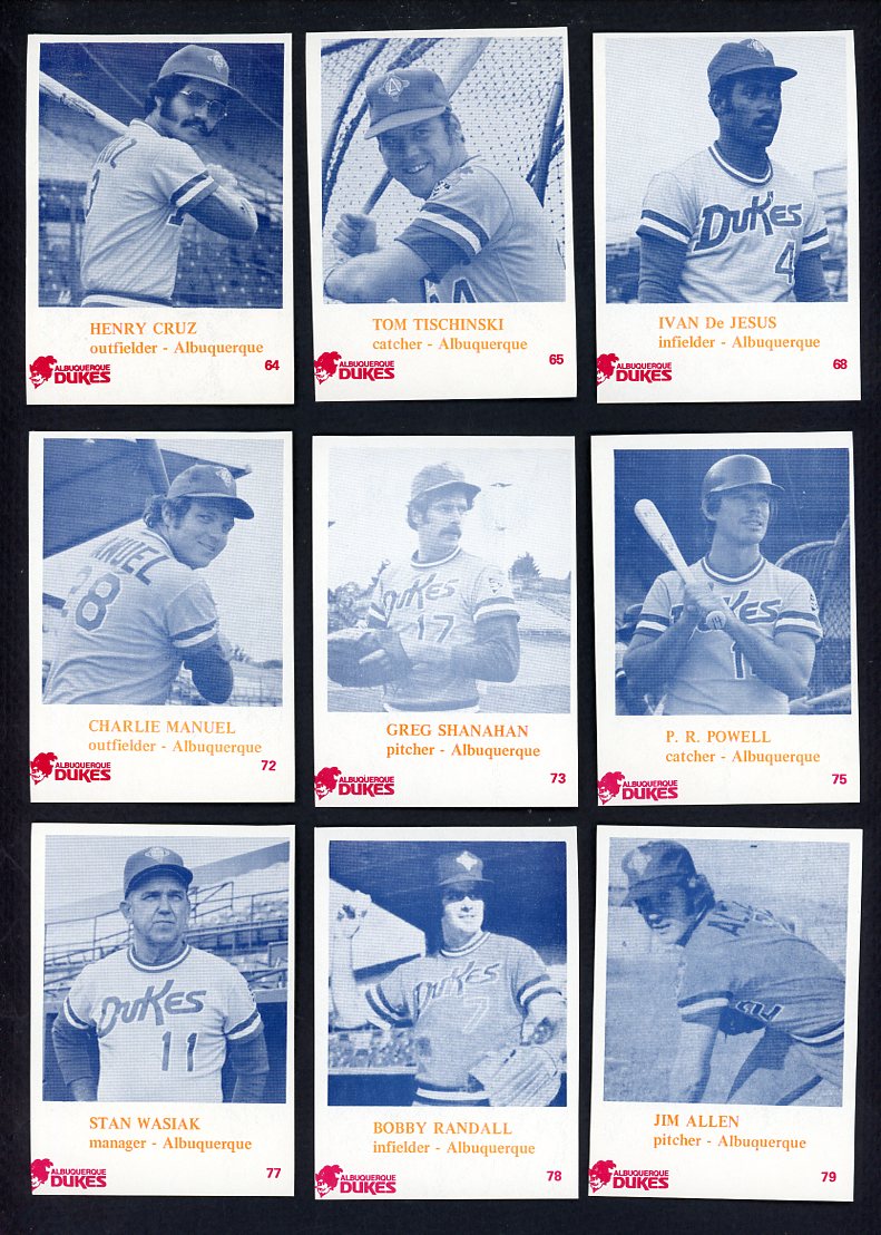 1974 Caruso Albuquerque Dukes Part Set Lot 9 Diff Charlie Manuel 560293