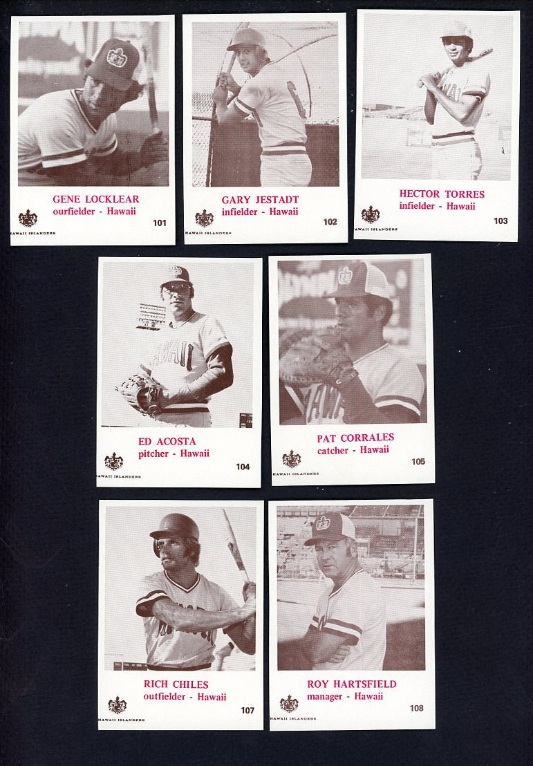 1974 Caruso Hawaii Islanders Part Set Lot 7 Diff Roy Hartsfield 560294