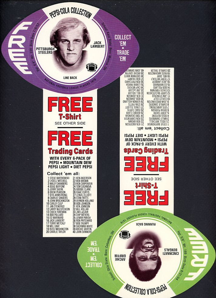 1976 Pepsi Football Discs Set Lot 33 Diff Lambert Griffin 560485
