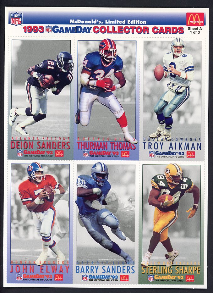 1993 McDonalds Game Day Football Complete Set Lot Of 10 560538