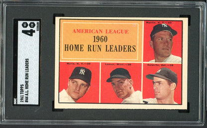 1961 Topps Baseball #044 A.L. Home Run Leaders Mickey Mantle SGC 4 VG-EX 560541