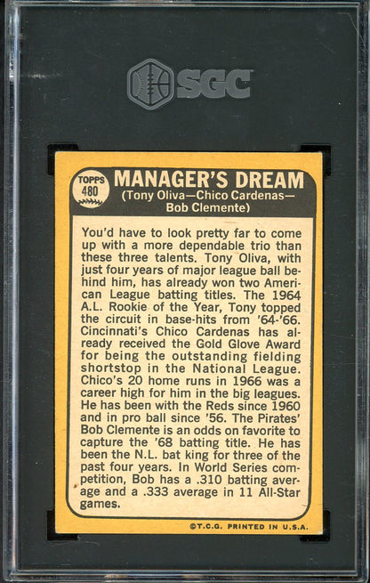 1968 Topps Baseball #480 Roberto Clemente Tony Oliva SGC 6 EX-MT 560542
