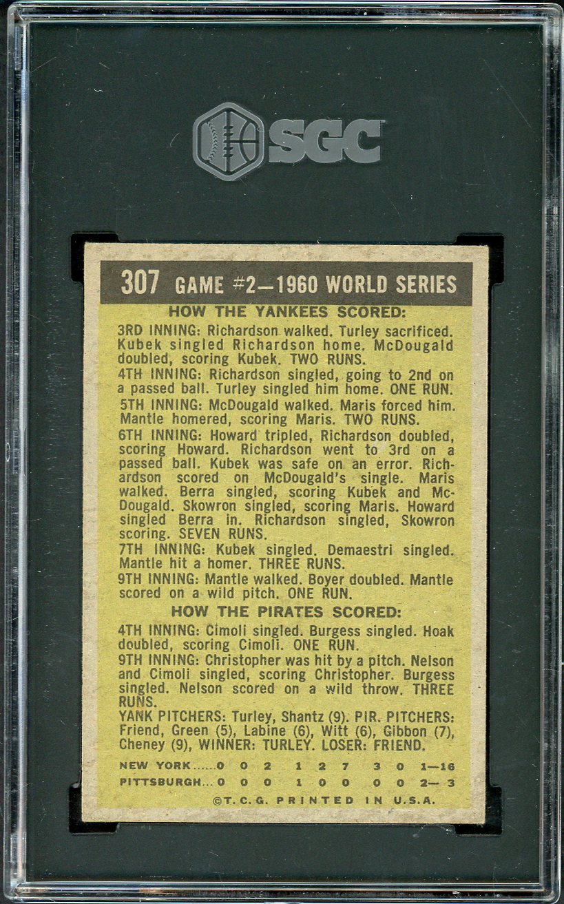 1961 Topps Baseball #307 World Series Game 2 Mickey Mantle SGC 6 EX-MT 560544